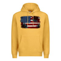 Mustard Distressed Sunflower American Flag Premium Hoodie - Jasminsmagicworld