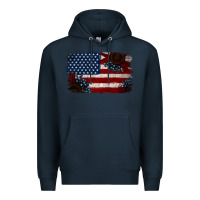 Navy Distressed Sunflower American Flag Premium Hoodie - Jasminsmagicworld