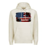 Oatmeal Heather Distressed Sunflower American Flag Premium Hoodie - Jasminsmagicworld