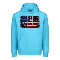 Ocean Blue Distressed Sunflower American Flag Premium Hoodie - Jasminsmagicworld