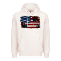 Pale Pink Distressed Sunflower American Flag Premium Hoodie - Jasminsmagicworld