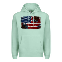 Seafoam Distressed Sunflower American Flag Premium Hoodie - Jasminsmagicworld