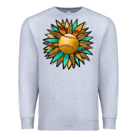 Heather Grey Softball Sunflower Premium Sweatshirt - Jasminsmagicworld