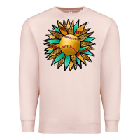 Pale Pink Softball Sunflower Premium Sweatshirt - Jasminsmagicworld