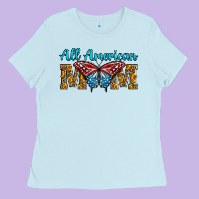 All American Mom Butterfly Ladies Tee Designed By Lillyallendesigns