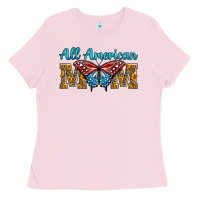 Bubblegum Pink All American Mom Butterfly Ladies Tee - LillyAllenDesigns