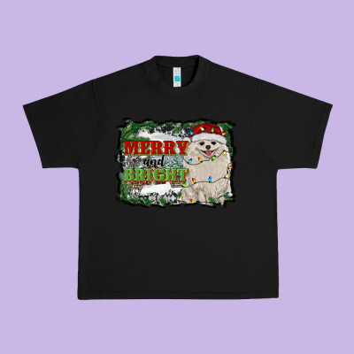 Merry And Bright Pomeranian Urban Heavy Tee Designed By Ranaportraitstore