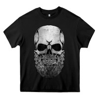 Black creepy bald and bearded skull for halloween & skeletons fans t shirt Heavy Core Tee - baoMotion