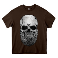 Chocolate Brown creepy bald and bearded skull for halloween & skeletons fans t shirt Heavy Core Tee - baoMotion