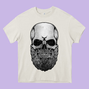 Creepy Bald And Bearded Skull For Halloween & Skeletons Fans T Shirt Heavy Core Tee Designed By Baomotion