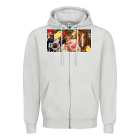 Dove Grey Farm animals with aztec Zipper Hoodie - RanaPortraitStore