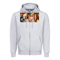 Heather Grey Farm animals with aztec Zipper Hoodie - RanaPortraitStore