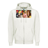 Oatmeal Heather Farm animals with aztec Zipper Hoodie - RanaPortraitStore
