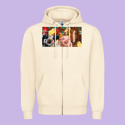 Farm Animals With Aztec Zipper Hoodie Designed By Ranaportraitstore
