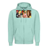 Seafoam Farm animals with aztec Zipper Hoodie - RanaPortraitStore