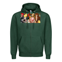Sports Green Farm animals with aztec Zipper Hoodie - RanaPortraitStore