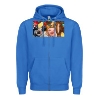 True Royal Farm animals with aztec Zipper Hoodie - RanaPortraitStore