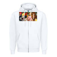 White Farm animals with aztec Zipper Hoodie - RanaPortraitStore