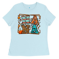 Baby Blue Fall Autumn Leopard Nana Ladies Tee - LillyAllenDesigns