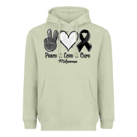 Matcha Peace Love Cure Melanoma Cancer Heavyweight Hoodie - Jasminsmagicworld