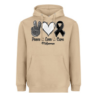 Mushroom Peace Love Cure Melanoma Cancer Heavyweight Hoodie - Jasminsmagicworld