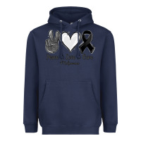 Navy Peace Love Cure Melanoma Cancer Heavyweight Hoodie - Jasminsmagicworld