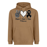 Toasted Coconut Peace Love Cure Melanoma Cancer Heavyweight Hoodie - Jasminsmagicworld