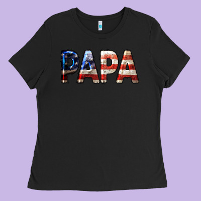 American Flag Papa 4th Of July Ladies Tee Designed By Lillyallendesigns