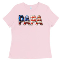 Bubblegum Pink American Flag Papa 4th of July Ladies Tee - LillyAllenDesigns
