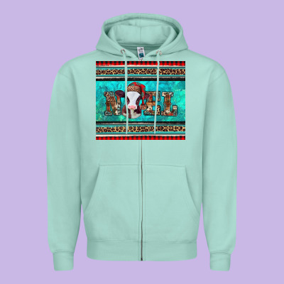 Western Christmas Baby Cow Noel Tumbler Zipper Hoodie Designed By Jasminsmagicworld