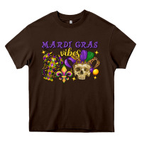 Chocolate Brown Mardi Gras vibes skull Heavy Core Tee - FaDigitalArtStudio