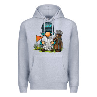 Heather Grey golf gnome Premium Hoodie - BarkalooDesign