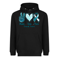 Black Peace Love Cure Cervical Cancer Heavyweight Hoodie - Jasminsmagicworld