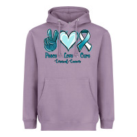 Lavender Peace Love Cure Cervical Cancer Heavyweight Hoodie - Jasminsmagicworld