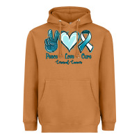 Meerkat Peace Love Cure Cervical Cancer Heavyweight Hoodie - Jasminsmagicworld