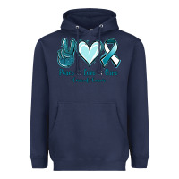 Navy Peace Love Cure Cervical Cancer Heavyweight Hoodie - Jasminsmagicworld