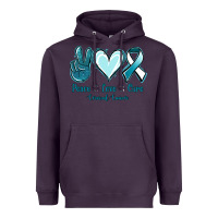 Plum Peace Love Cure Cervical Cancer Heavyweight Hoodie - Jasminsmagicworld