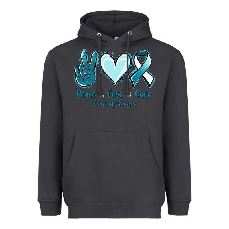 Peace Love Cure Cervical Cancer Heavyweight Hoodie by Jasminsmagicworld | Teevron