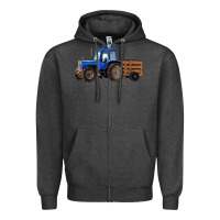 Charcoal Heather Farm Tractor Zipper Hoodie - RanaPortraitStore