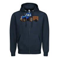 Navy Farm Tractor Zipper Hoodie - RanaPortraitStore