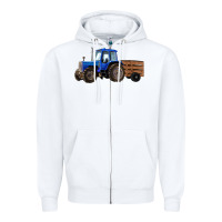 White Farm Tractor Zipper Hoodie - RanaPortraitStore