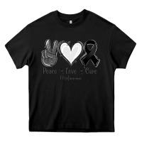 Black Peace Love Cure Melanoma Cancer Heavy Core Tee - Jasminsmagicworld
