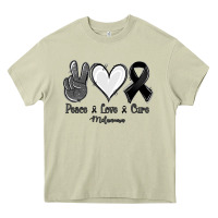 Mossy Peace Love Cure Melanoma Cancer Heavy Core Tee - Jasminsmagicworld