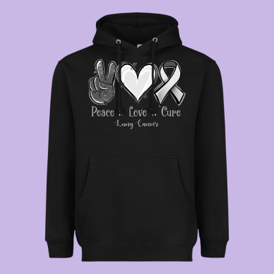 Peace Love Cure Lung Cancer Heavyweight Hoodie Designed By Jasminsmagicworld