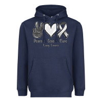 Navy Peace Love Cure Lung Cancer Heavyweight Hoodie - Jasminsmagicworld