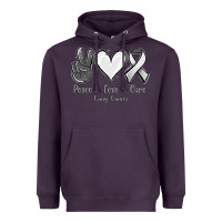 Plum Peace Love Cure Lung Cancer Heavyweight Hoodie - Jasminsmagicworld