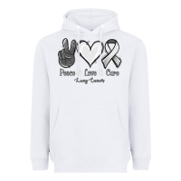 White Peace Love Cure Lung Cancer Heavyweight Hoodie - Jasminsmagicworld
