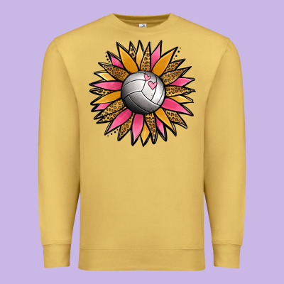Volleyball Sunflower Premium Sweatshirt Designed By Jasminsmagicworld