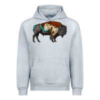 Heather Grey gemstone bison Urban Hoodie - RanaPortraitStore