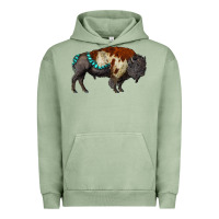 Pigment Oil Green gemstone bison Urban Hoodie - RanaPortraitStore